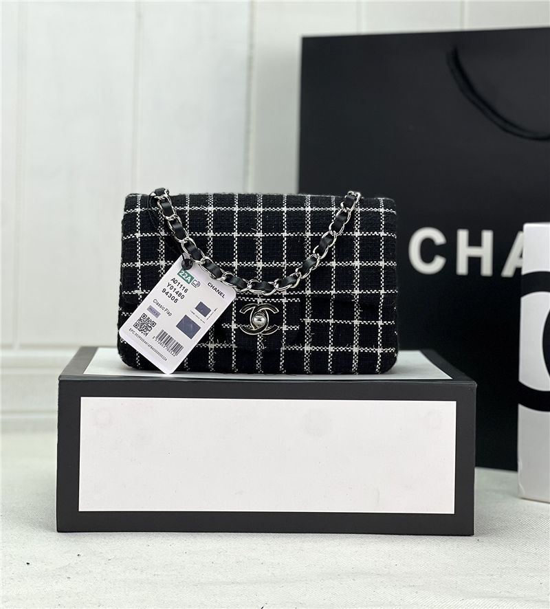 Chanel Mini Classic Flap Bag Tweed Black High