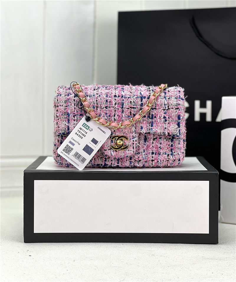 Chanel Mini Classic Flap Bag Tweed Pink/Blue High