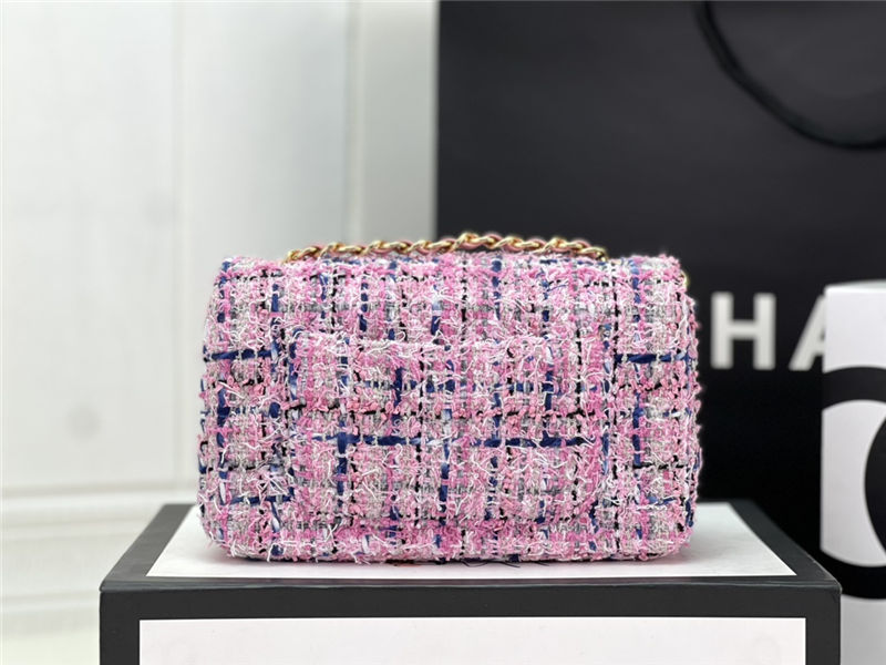 Chanel Mini Classic Flap Bag Tweed Pink/Blue High