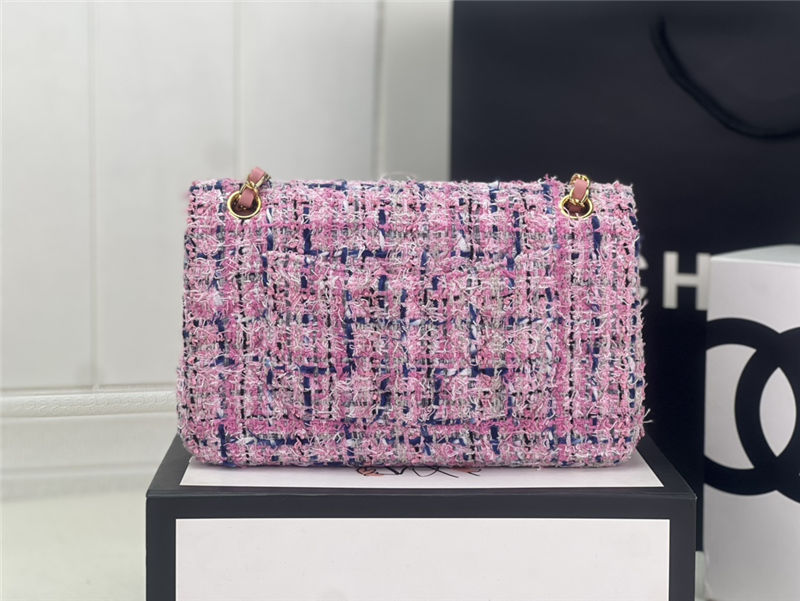 Chanel Medium Classic Flap Bag Tweed Pink/Blue High