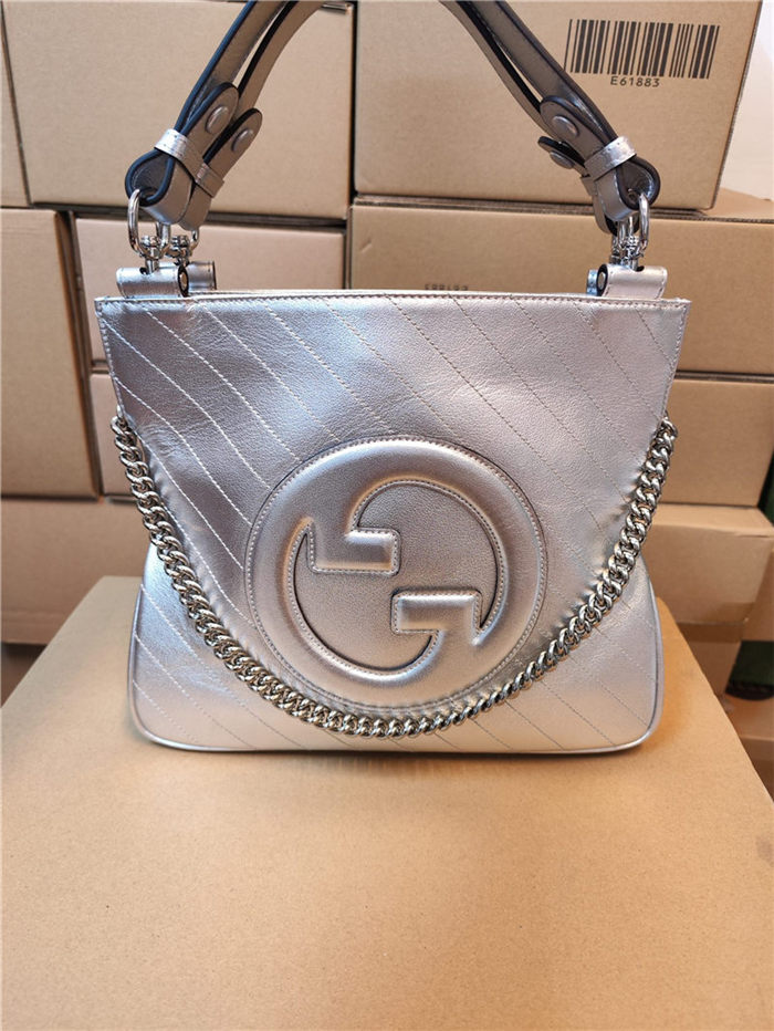 Gucci BLONDIE SMALL TOTE BAG Leather 751518 Silver High