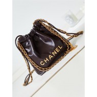 Chanel 22 MINI HANDBAG Shiny Calfskin Coffee & Gold-Tone Metal AS3980 High