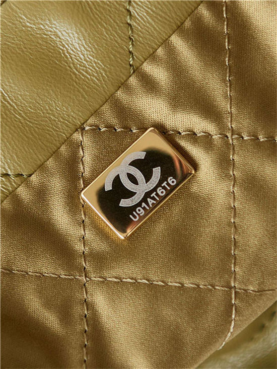 Chanel 22 MINI HANDBAG Shiny Calfskin Mustard & Gold-Tone Metal AS3980 High