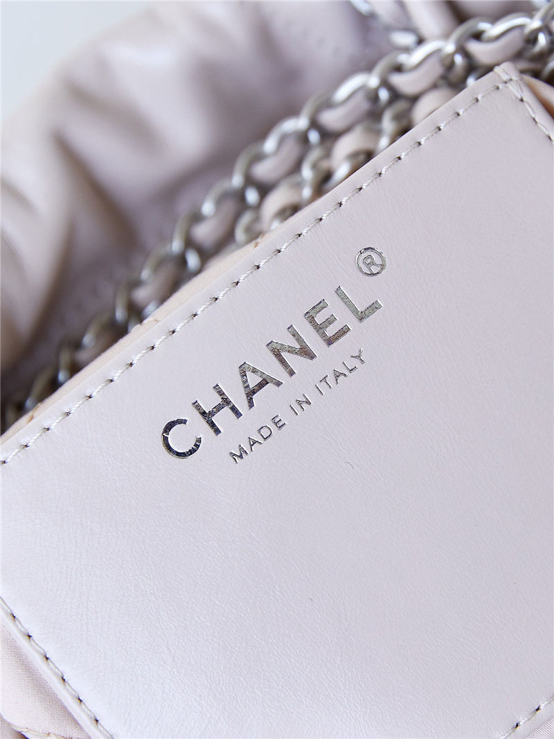 Chanel 22 MINI HANDBAG Shiny Calfskin Nude & Silver-Tone Metal AS3980 High