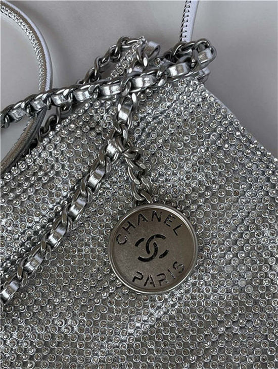 Chanel 22 MINI HANDBAG Shiny Calfskin Silver(diamonds) & Silver-Tone Metal AS3980 High