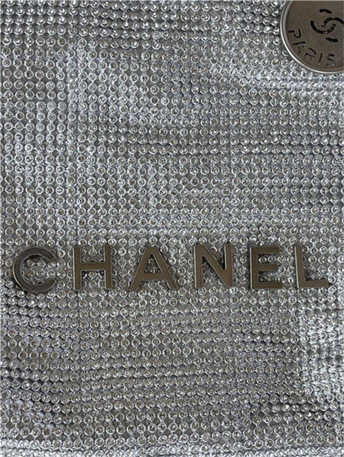 Chanel 22 MINI HANDBAG Shiny Calfskin Silver(diamonds) & Silver-Tone Metal AS3980 High