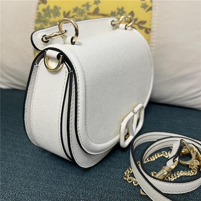 Valentino GARAVANI VSLING SHOULDER BAG IN GRAINY CALFSKIN IVORY High