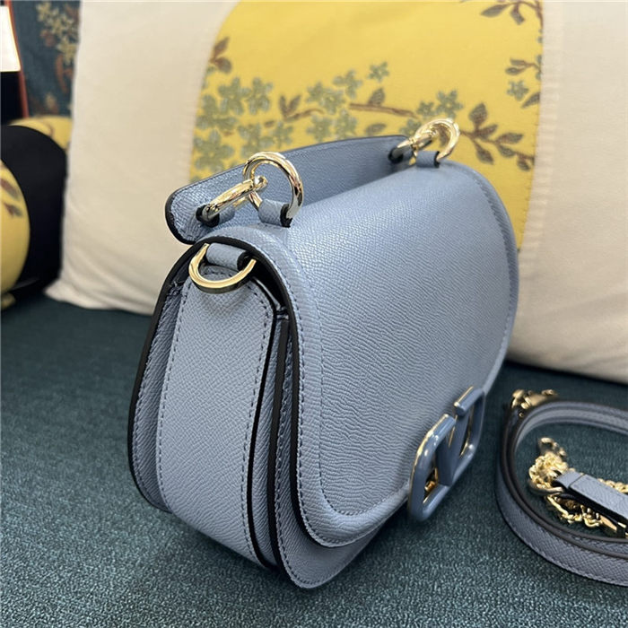 Valentino GARAVANI VSLING SHOULDER BAG IN GRAINY CALFSKIN Blue High