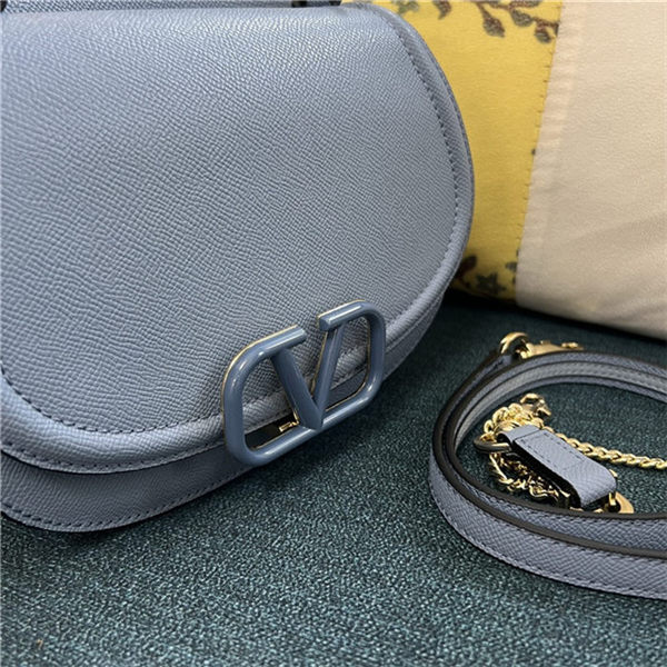 Valentino GARAVANI VSLING SHOULDER BAG IN GRAINY CALFSKIN Blue High