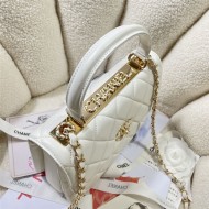 SMALL FLAP BAG WITH TOP HANDLE Lambskin Gold Metal A92236 White A