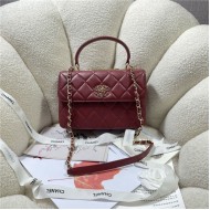 SMALL FLAP BAG WITH TOP HANDLE Lambskin Gold Metal A92236 Burgundy A