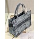 MEDIUM Dior BOOK TOTE Toile de Jouy Embroidery Denim Blue High