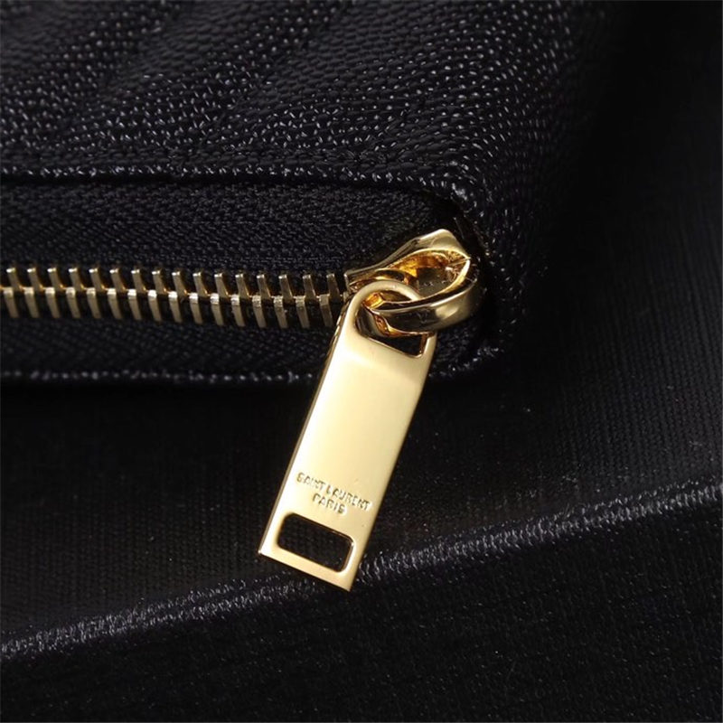 CASSANDRE MATELASSÉ ZIP AROUND WALLET IN GRAIN DE POUDRE EMBOSSED LEATHER Black-Gold High