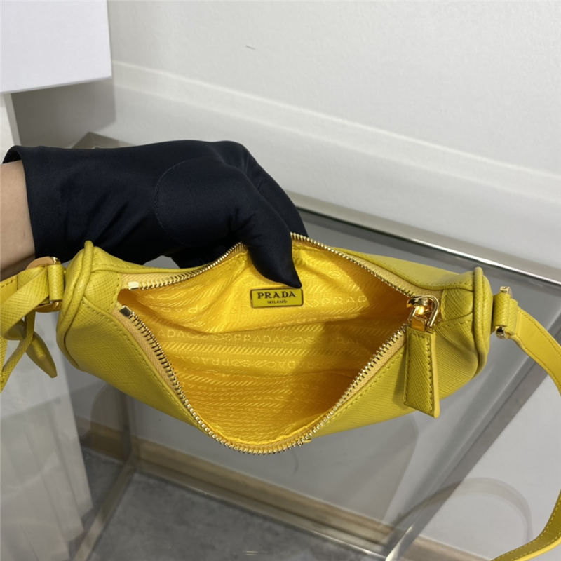 Prada Re-Edition Saffiano leather mini bag 1BC204 Yellow High