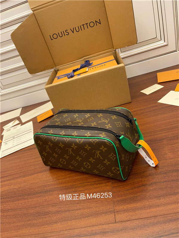 Louis Vuitton DOPP KIT TOILET POUCH Monogram Macassar coated canvas M46253 Top