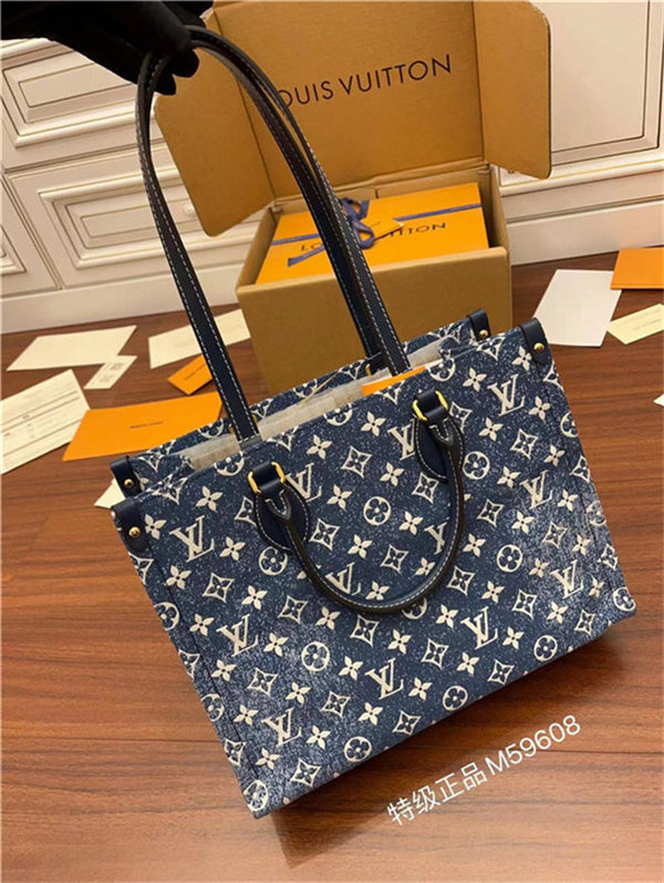 Louis Vuitton ONTHEGO MM Monogram Jacquard Denim Blue M59608 Top