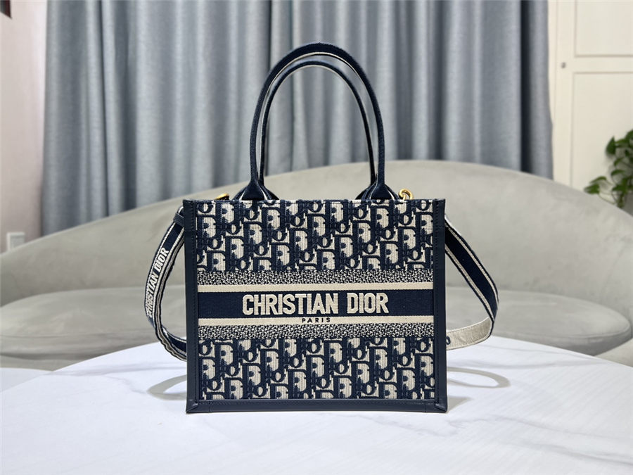 SMALL Dior BOOK TOTE Dior Oblique Jacquard Blue With Strap High