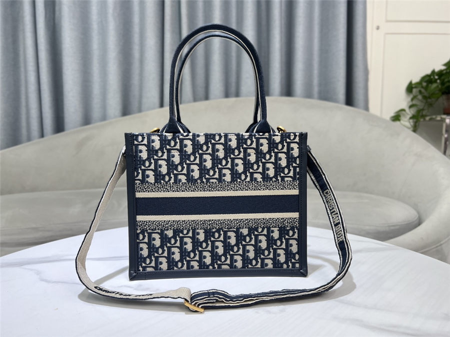 SMALL Dior BOOK TOTE Dior Oblique Jacquard Blue With Strap High