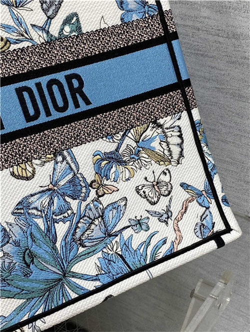 LARGE Dior BOOK TOTE Toile de Jouy Mexico Embroidery Black High