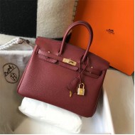 Hermes Birkin 25/30/35cm Bag Calfskin Silver/Gold Metal In Bordeaux High