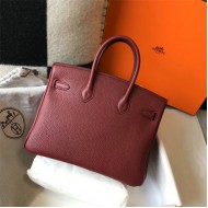 Hermes Birkin 25/30/35cm Bag Calfskin Silver/Gold Metal In Bordeaux High