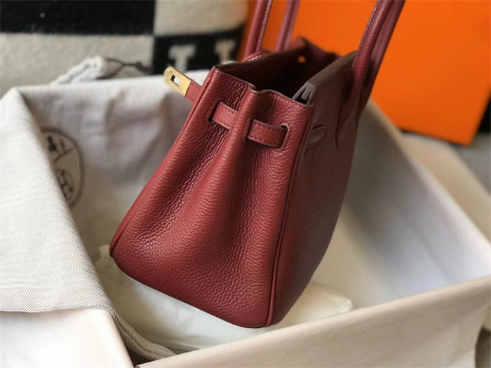 Hermes Birkin 25/30/35cm Bag Calfskin Silver/Gold Metal In Bordeaux High