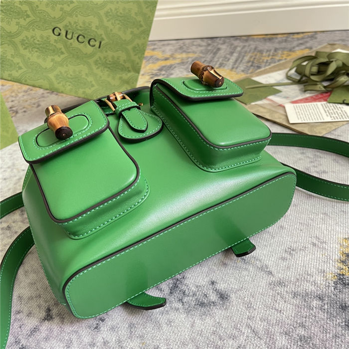 Gucci BAMBOO SMALL BACKPACK 702101 Leather Green High