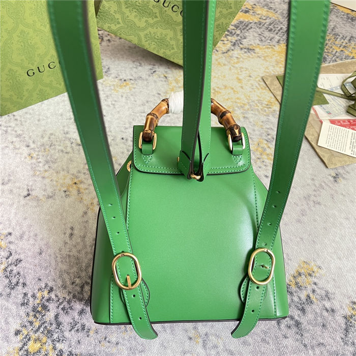 Gucci BAMBOO SMALL BACKPACK 702101 Leather Green High