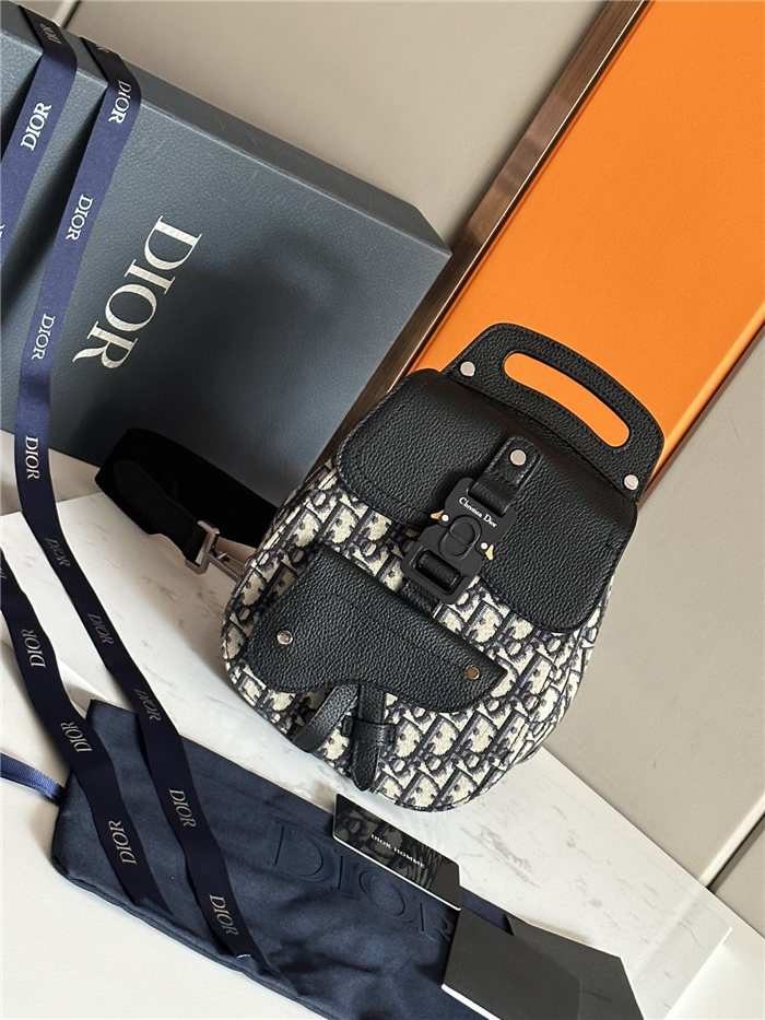 Dior MINI GALLOP SLING BAG Dior Oblique Jacquard & grained calfskin High