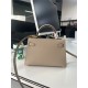 Hermes Kelly Mini II Bag Epsom Leather WAX Silver/Gold Metal Trench High