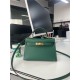 Hermes Kelly Mini II Bag Epsom Leather WAX Silver/Gold Metal Malachite High