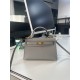 Hermes Kelly Mini II Bag Epsom Leather WAX Silver/Gold Metal Gris Meyer High