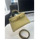 Hermes Kelly Mini II Bag Epsom Leather WAX Silver/Gold Metal Jaune Poussin High