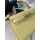 Hermes Kelly Mini II Bag Epsom Leather WAX Silver/Gold Metal Jaune Poussin High