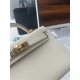 Hermes Kelly Mini II Bag Epsom Leather WAX Silver/Gold Metal Craie High