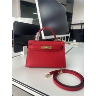 Hermes Kelly Mini II Bag Epsom Leather WAX Silver/Gold Metal Rouge H High