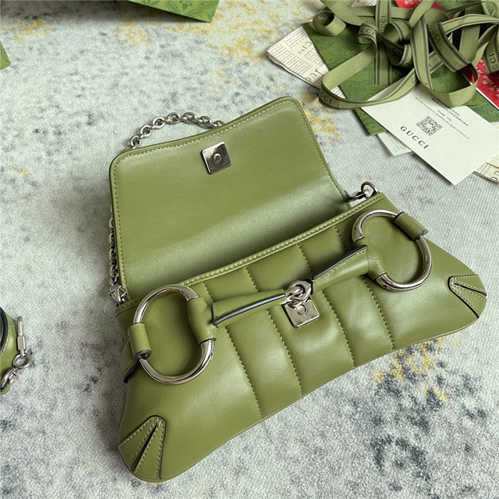 Gucci HORSEBIT CHAIN SMALL SHOULDER BAG Leather 764339 Green High