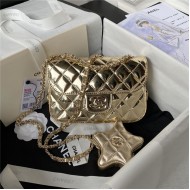 Chanel MINI FLAP BAG & STAR COIN PURSE AS4646 Mirror Calfskin, Metallic Calfskin & Gold-Tone Metal Gold A