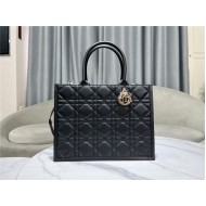 MEDIUM Dior BOOK TOTE Macrocannage Calfskin Black High