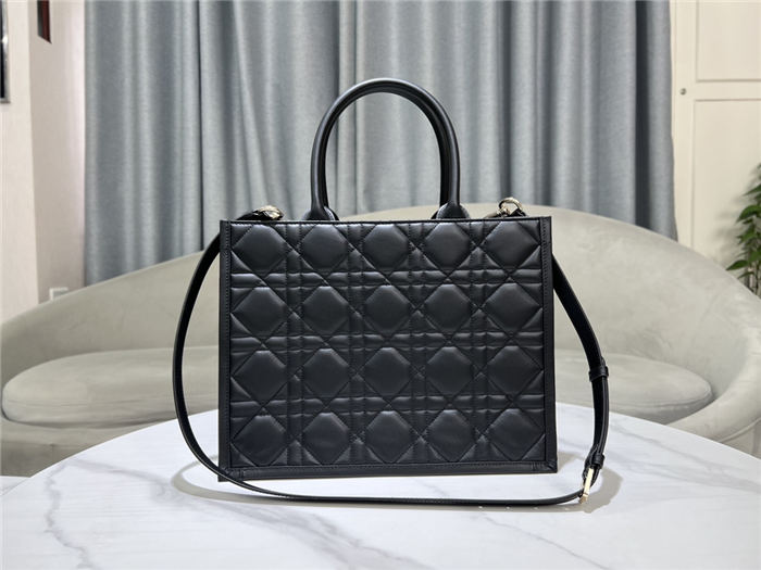 MEDIUM Dior BOOK TOTE Macrocannage Calfskin Black High