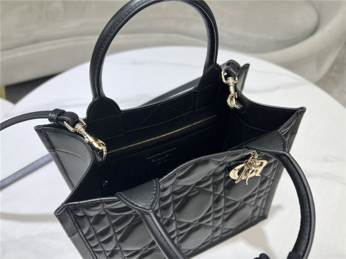 SMALL Dior BOOK TOTE Macrocannage Calfskin Black High