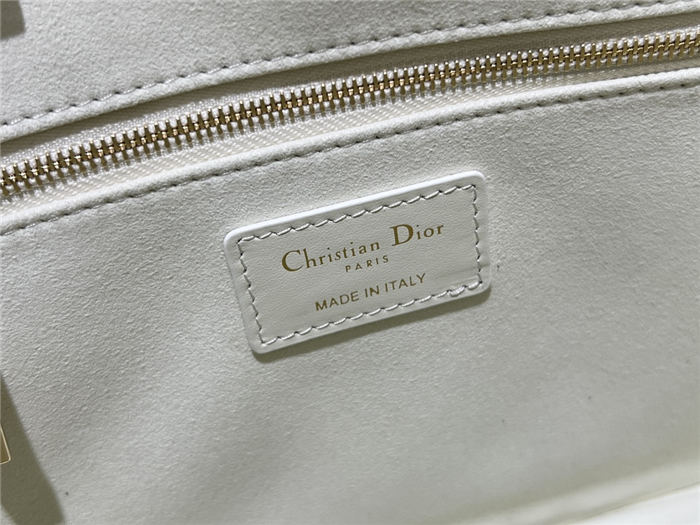 SMALL Dior BOOK TOTE Macrocannage Calfskin White High