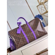 Louis Vuitton Keepall Bandoulière 50 Monogram Macassar M46775 Purple High