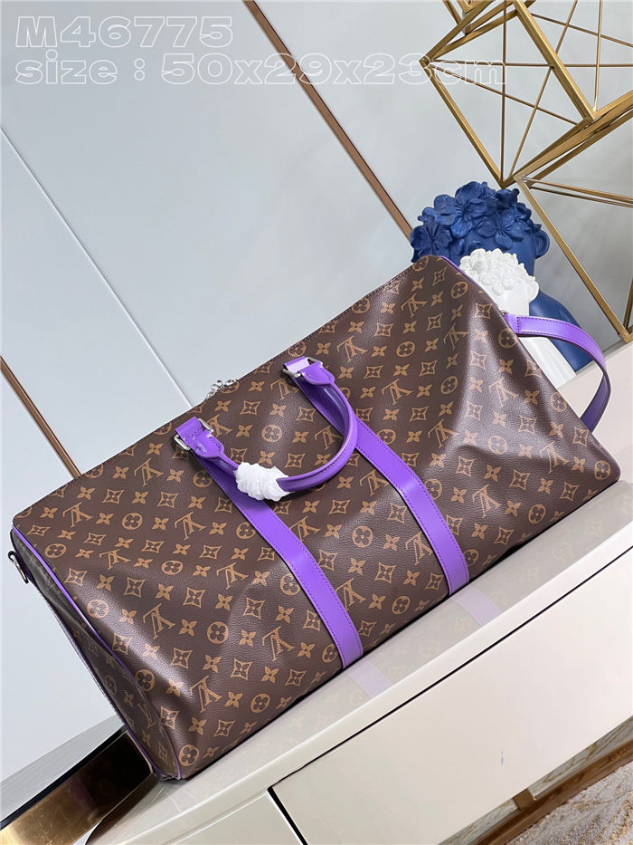 Louis Vuitton Keepall Bandoulière 50 Monogram Macassar M46775 Purple High