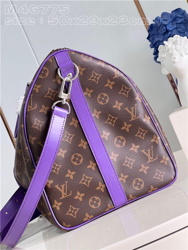 Louis Vuitton Keepall Bandoulière 50 Monogram Macassar M46775 Purple High