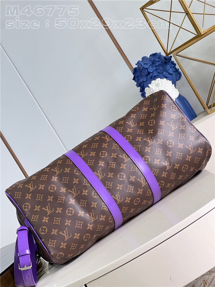 Louis Vuitton Keepall Bandoulière 50 Monogram Macassar M46775 Purple High