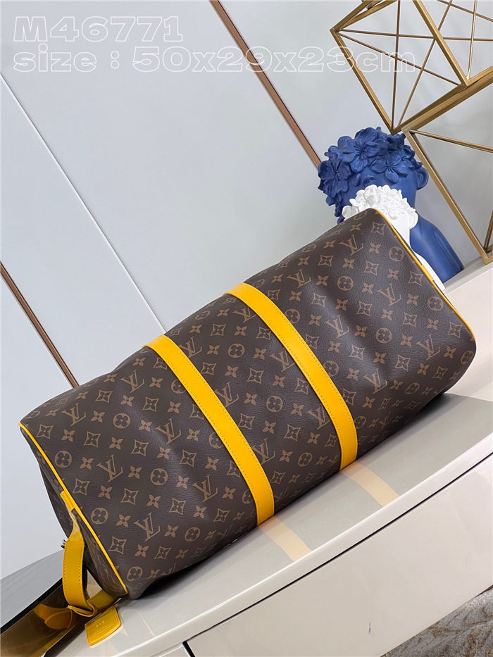 Louis Vuitton Keepall Bandoulière 50 Monogram Macassar M46771 Yellow High