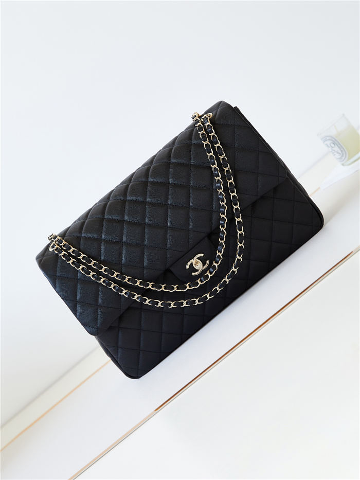 Chanel FLAP BAG 24C AS4661 Grained Calfskin Gold-Tone Metal Black A