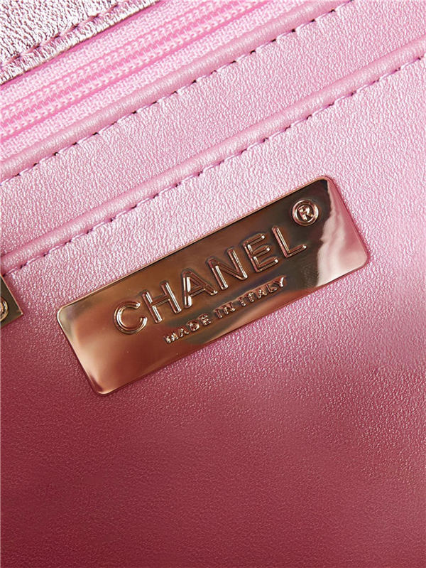 Chanel FLAP BAG & STAR COIN PURSE AS4648 Mirror Calfskin, Metallic Calfskin & Gold-Tone Metal Pink A