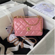 Chanel MINI FLAP BAG Calfskin & Gold-Tone Metal AS2615 Pink A